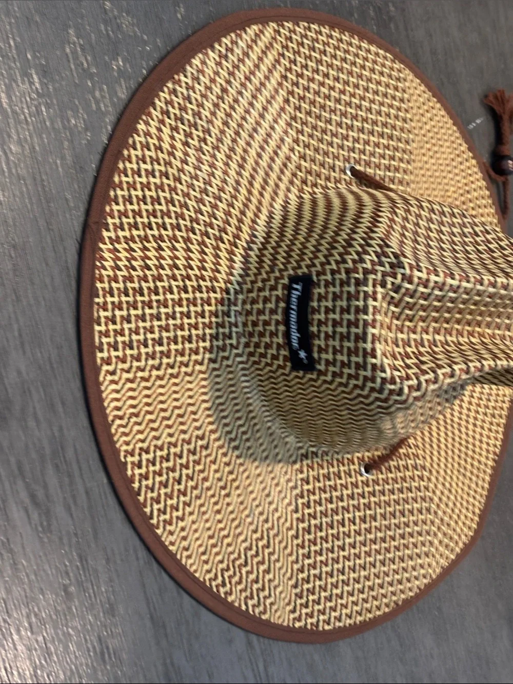 Angel Baseball Wide-Brim Straw Hat with Red 'A' Patch - Brown/Beige